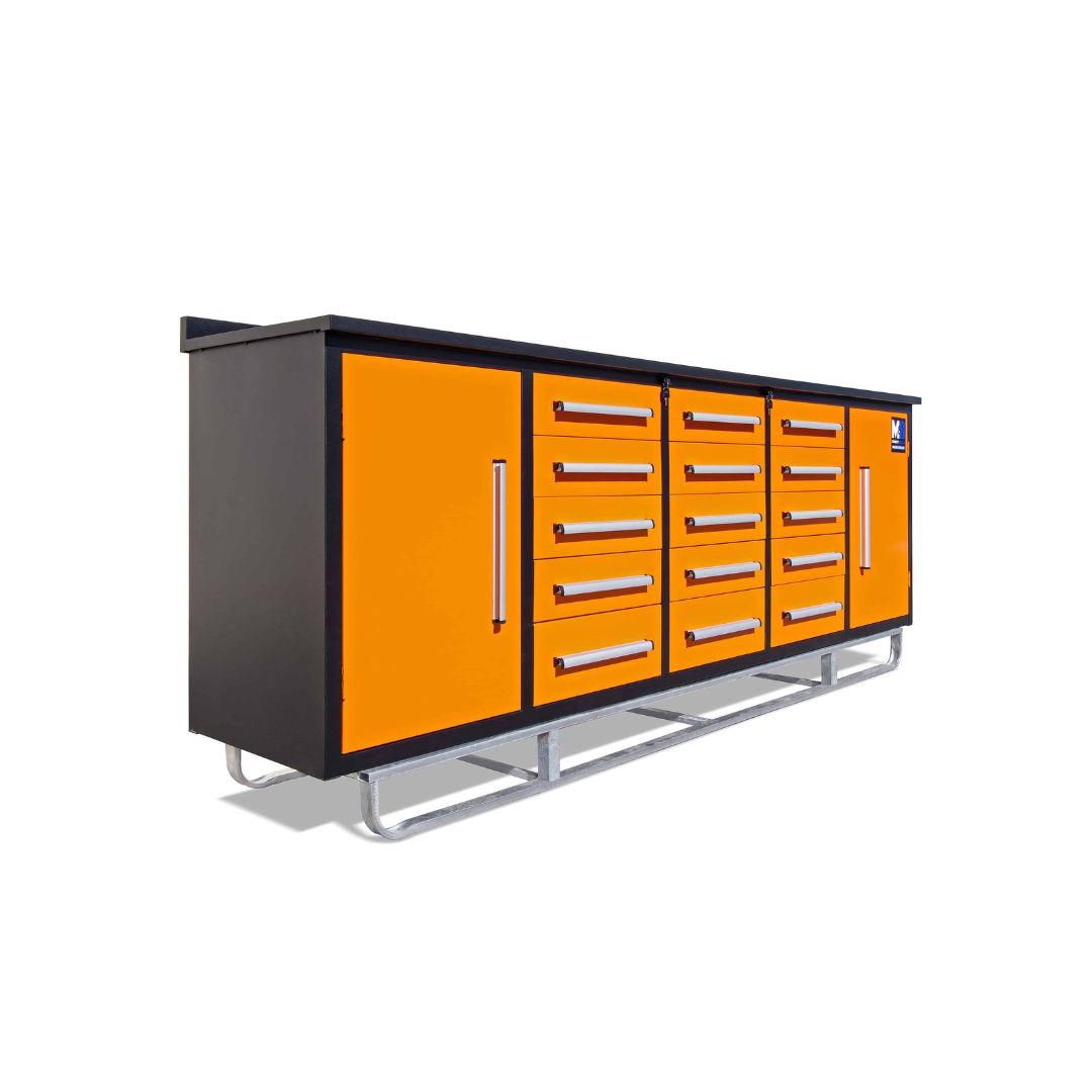 M&B | 10&rsquo; Workbench Cabinet with 15 Drawers - Container Express Services PTY LTD