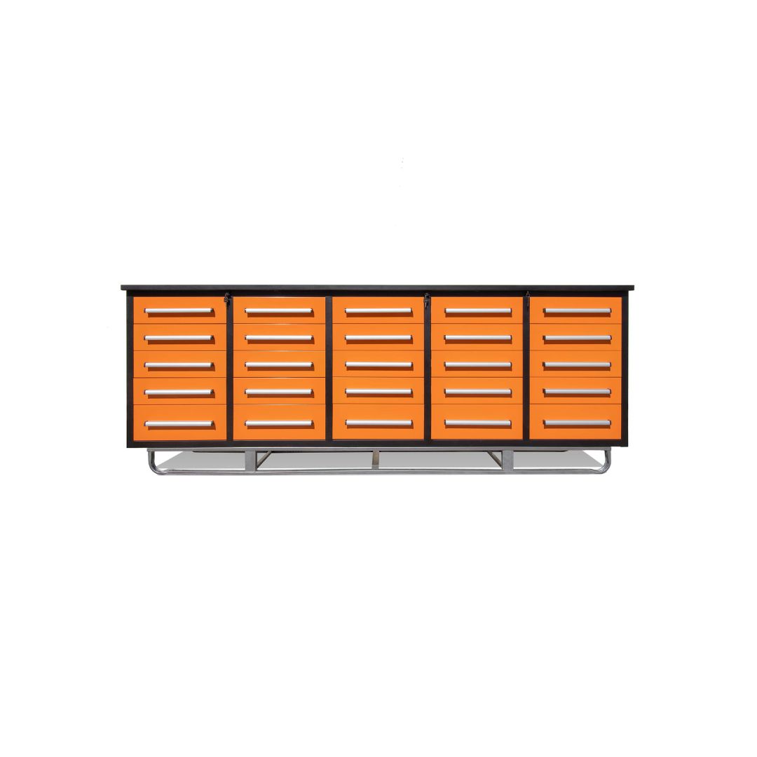 M&B | 10&rsquo; Workbench Cabinet with 25 Drawers - Container Express Services PTY LTD