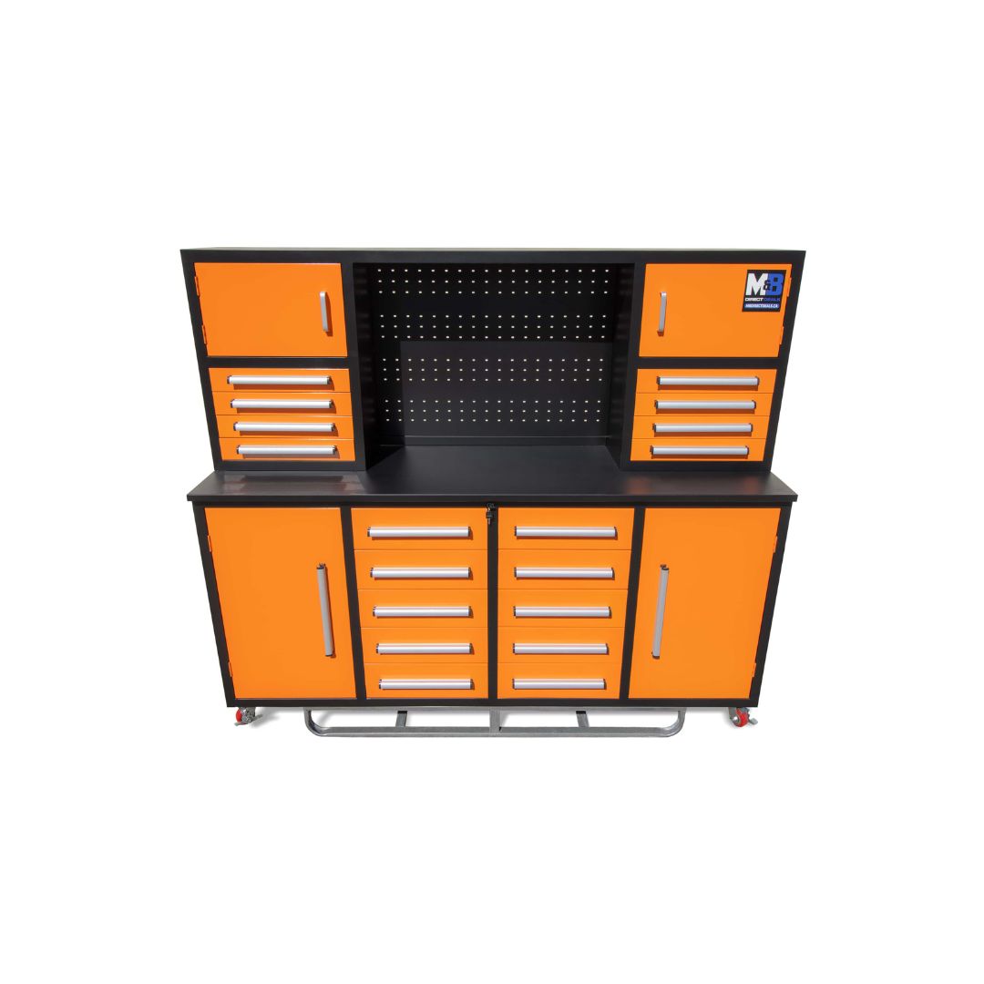 M&B | 7&rsquo; Workbench Cabinet with 18 Drawers - Container Express Services PTY LTD
